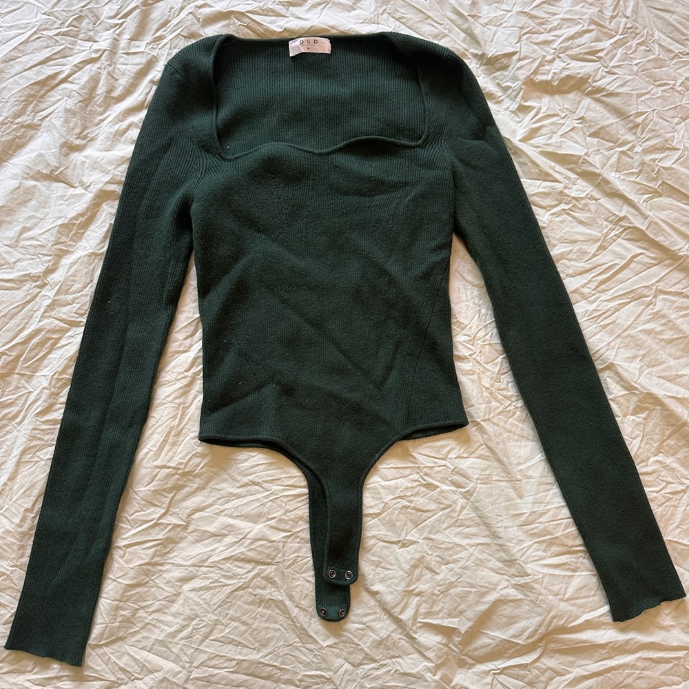 Dark Green Long Sleeve Bodysuit